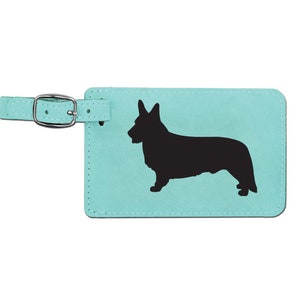 Engraved Leatherette Luggage Tag with your choice of Corgi Design | Corgi Luggage Tag | Corgi Gift | Backpack Tag