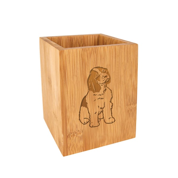 Engraved Utensil Holder - Dog Designs 3 | Bamboo Utensil Holder | Kitchen Organizer | Sporting Dog Breeds | Terrier Dog Breeds