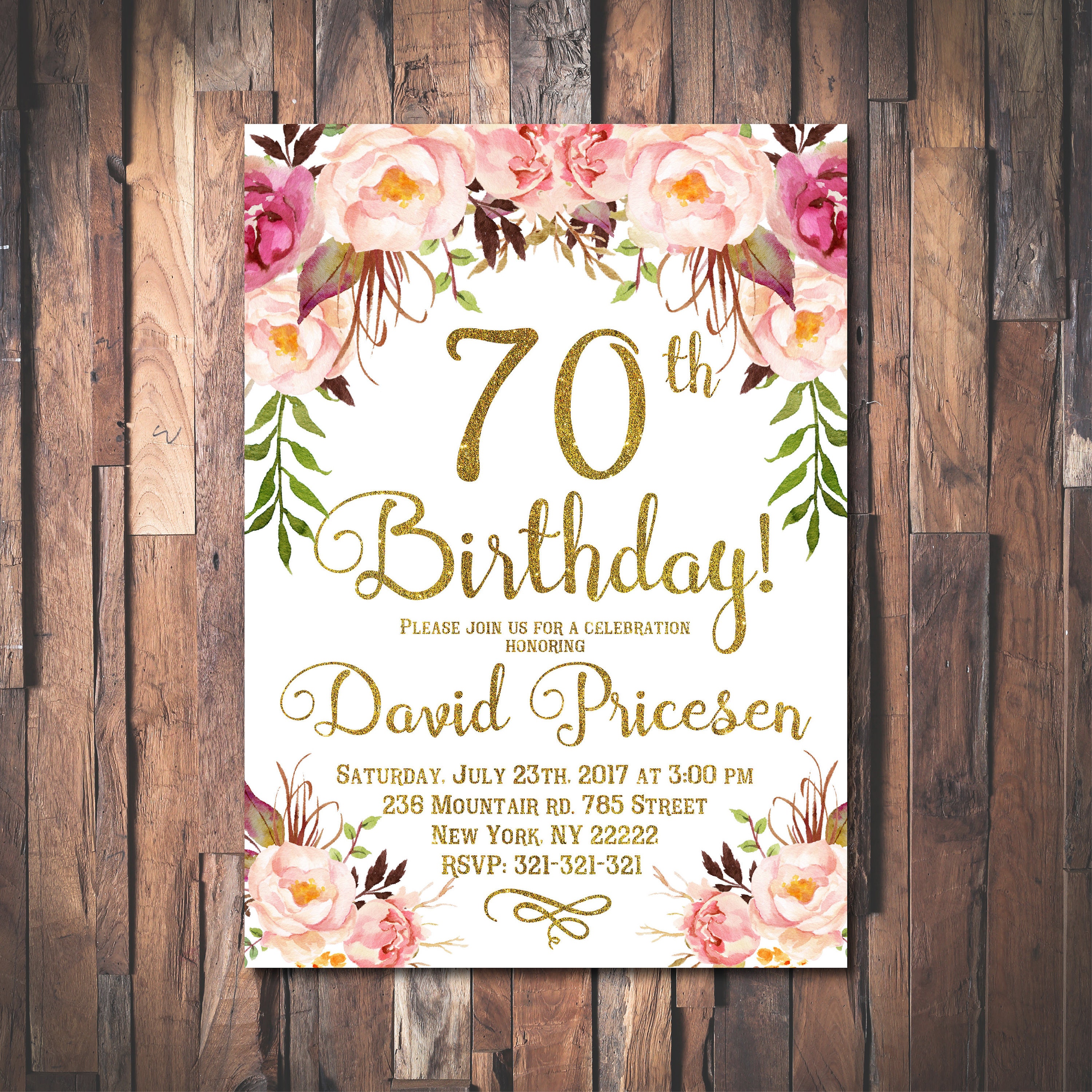 70th Birthday Invitation Card Ideas