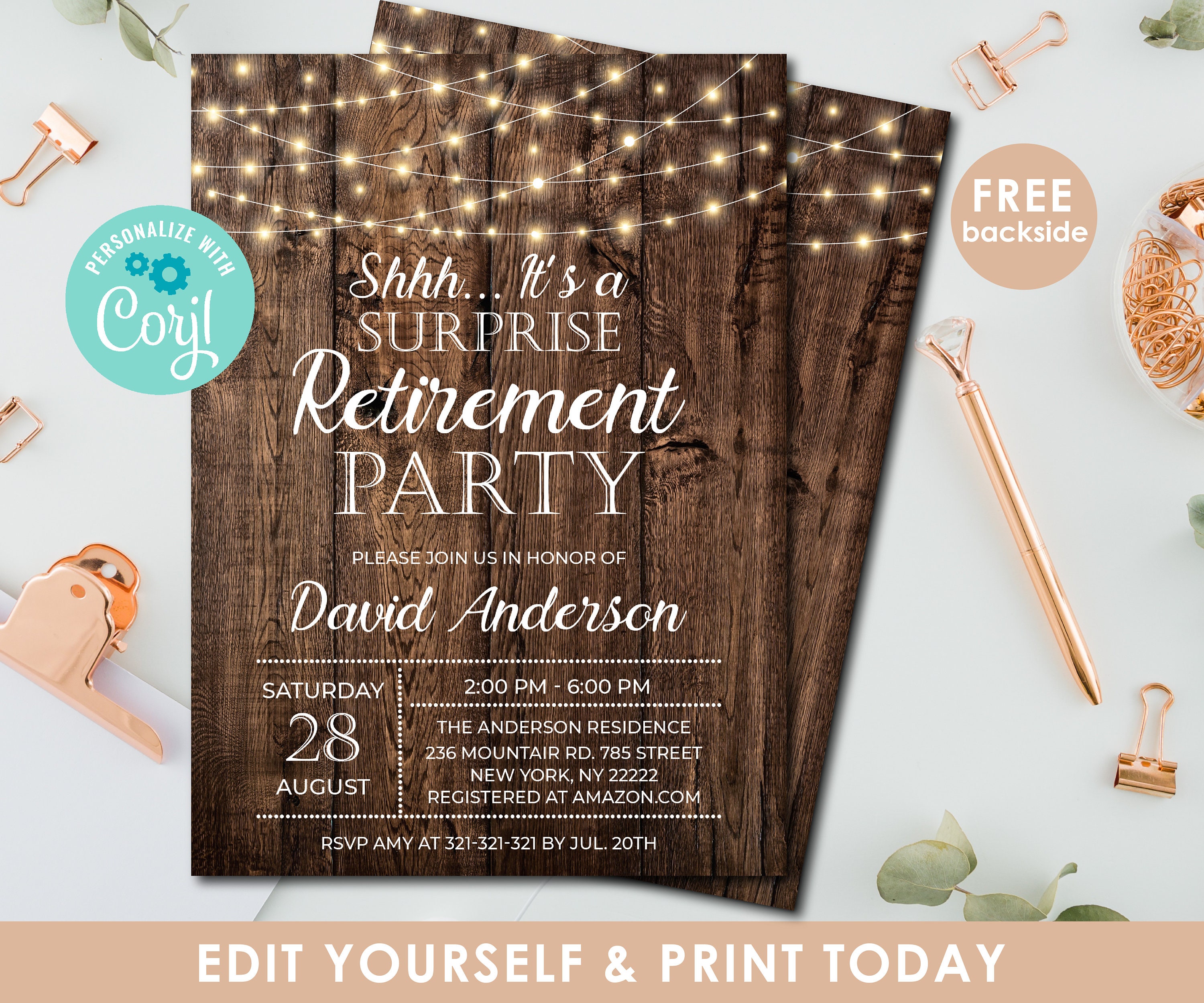 Editable Retirement Party Invitation For men 100 Editable Etsy