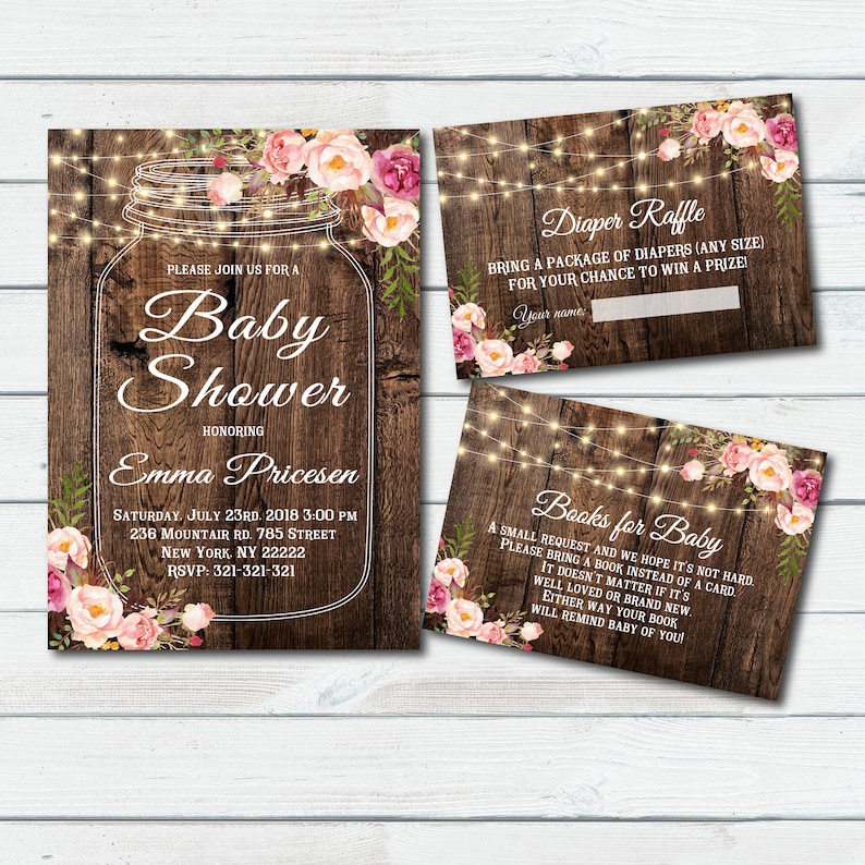 Rustic Baby Shower Invitation Boho Floral Baby Shower | Etsy