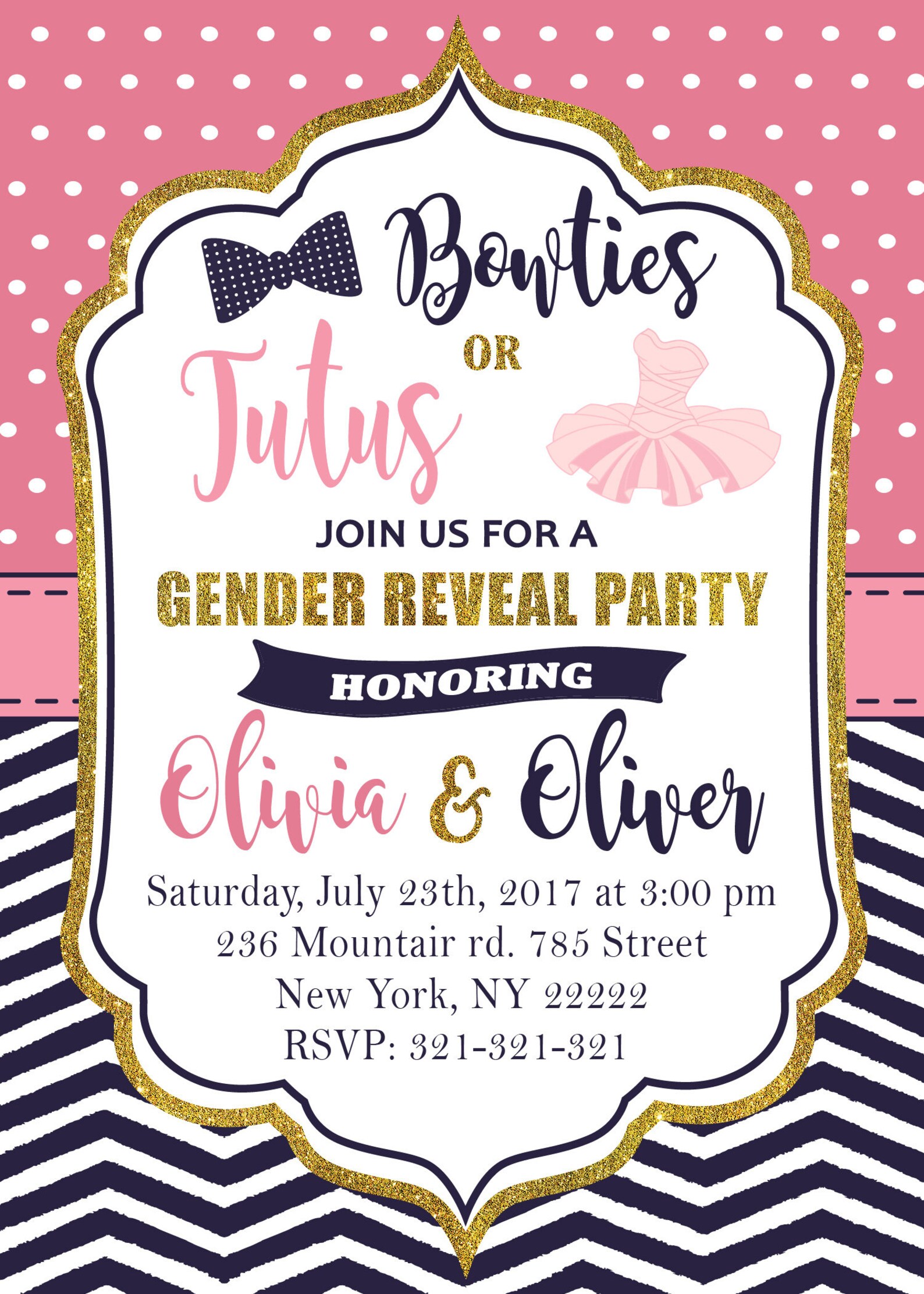 Bow ties or Tutus Gender Reveal Invitation Tutus or bowties Etsy