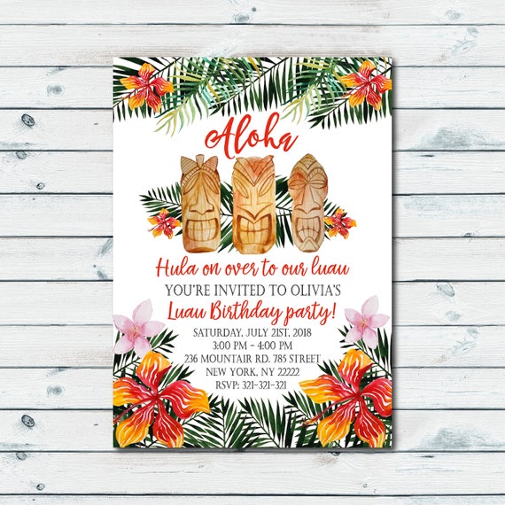 luau birthday invitation aloha invitation hawaiian invitation luau birthday invitation luau party luau watercolor 1104 hawaiian invitation