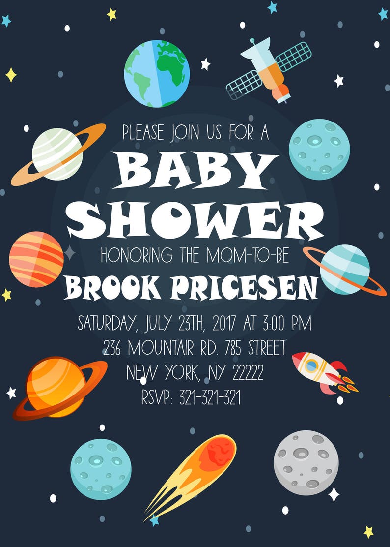 Baby Shower Invitation Outer Space Baby Shower Etsy