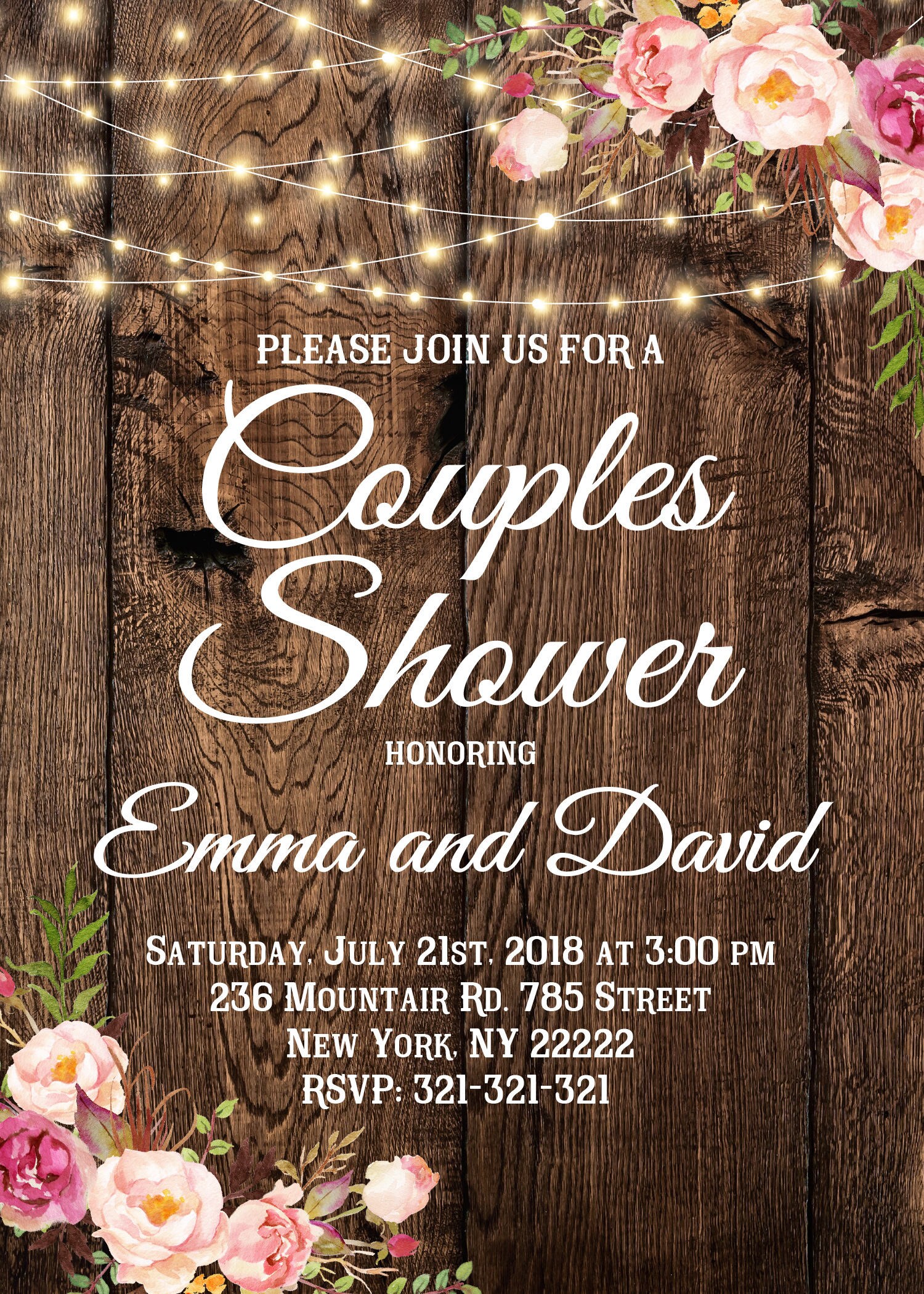 Rustic Couples Shower invitation Rustic Shower Invite Etsy
