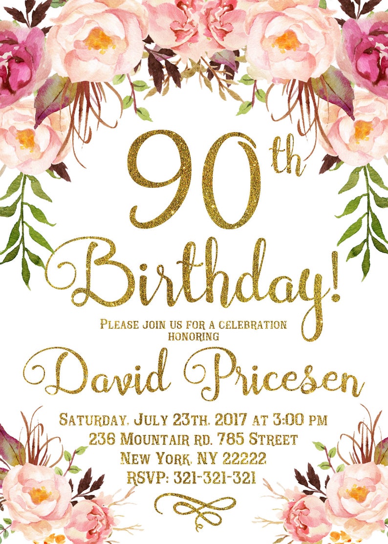 Printable 90Th Birthday Invitations