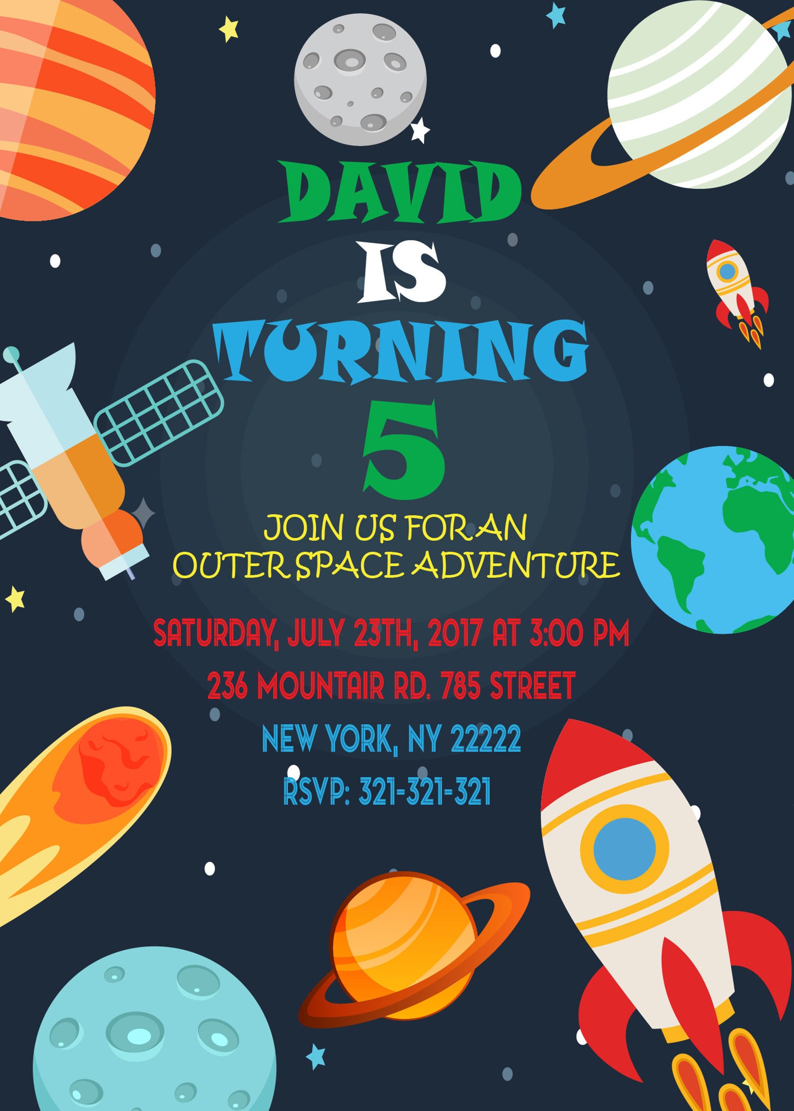 Space Birthday Invitation Space Invitation Outer Space | Etsy