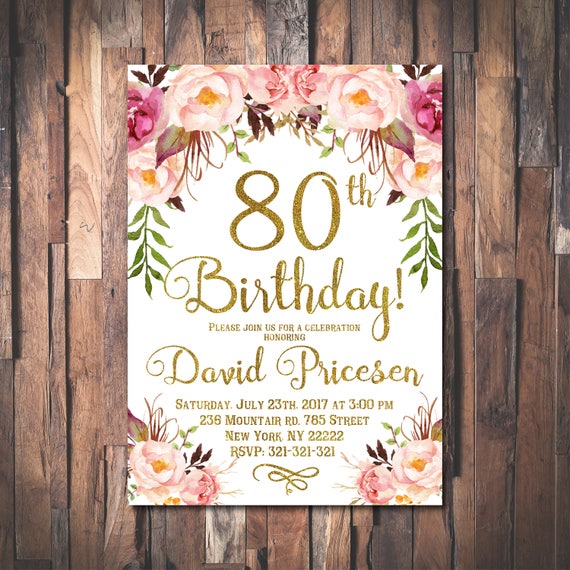 80Th Birthday Invitations With Pictures 4