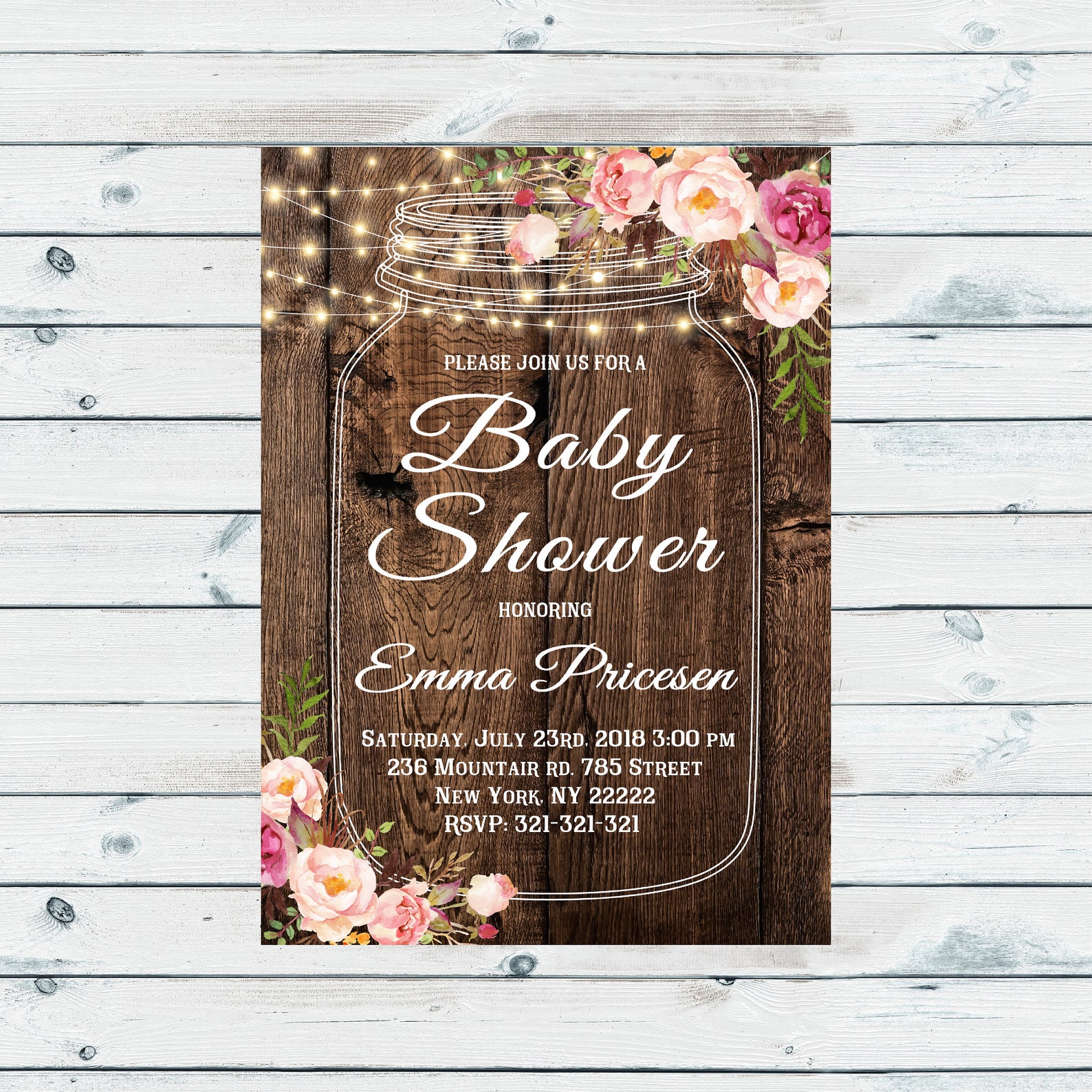 Rustic Baby Shower Invitation Boho Floral Baby Shower Etsy