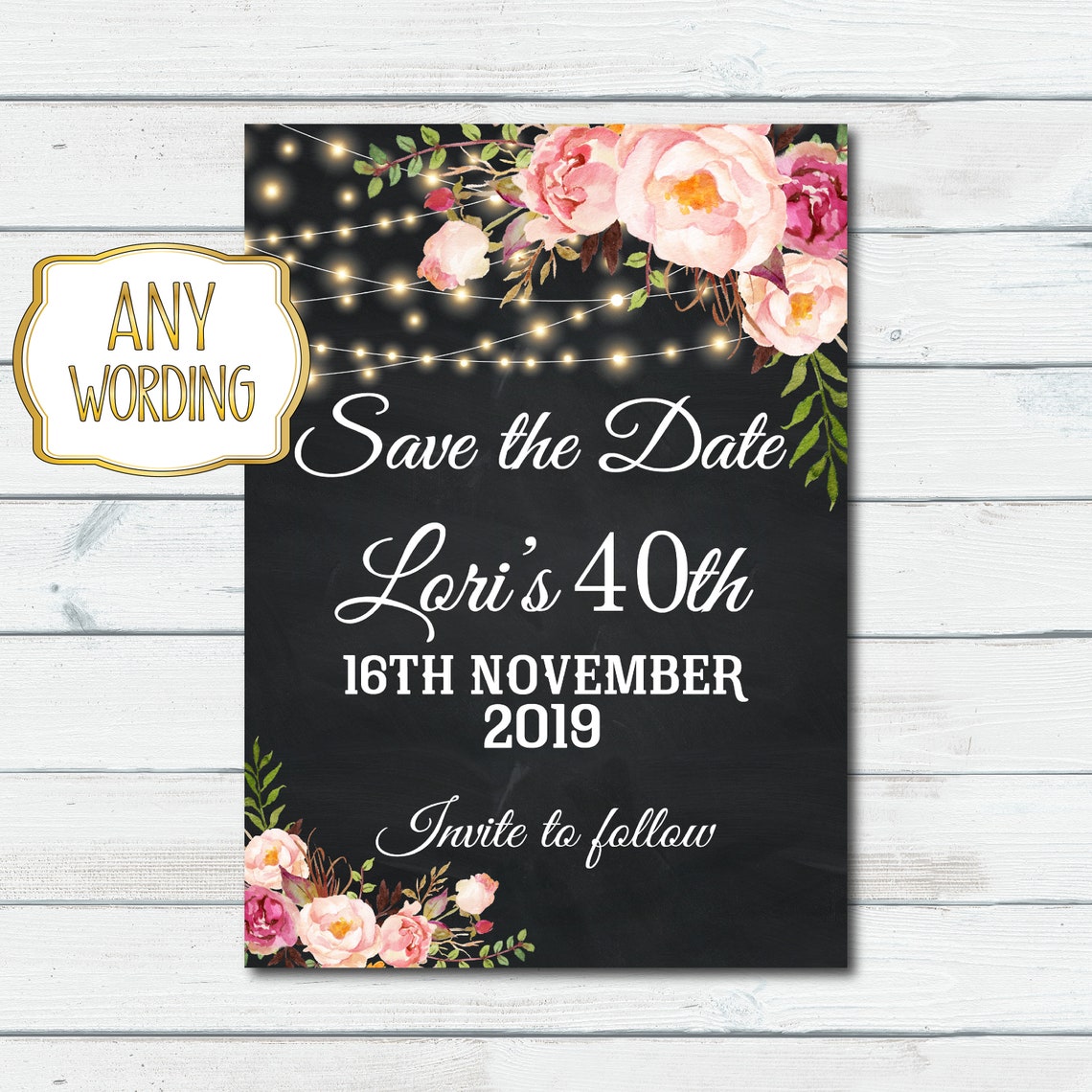 Save the Date Birthday Party Invitation Women Birthday Party Etsy
