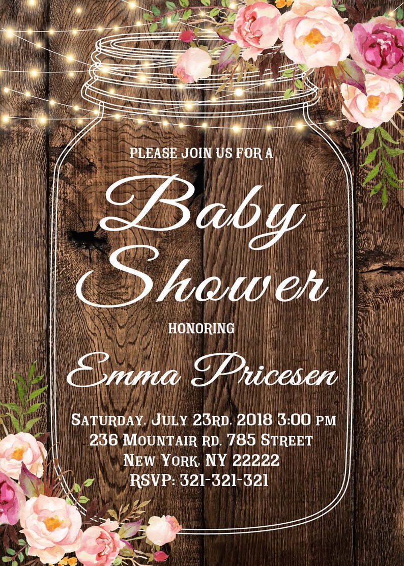 Rustic Baby Shower Invitation Boho Floral Baby Shower Etsy