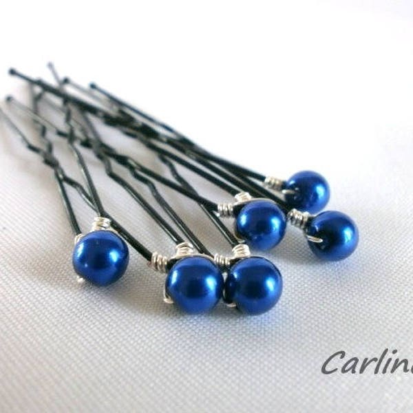 Hair hair wedding hair pins Navy Blue beads