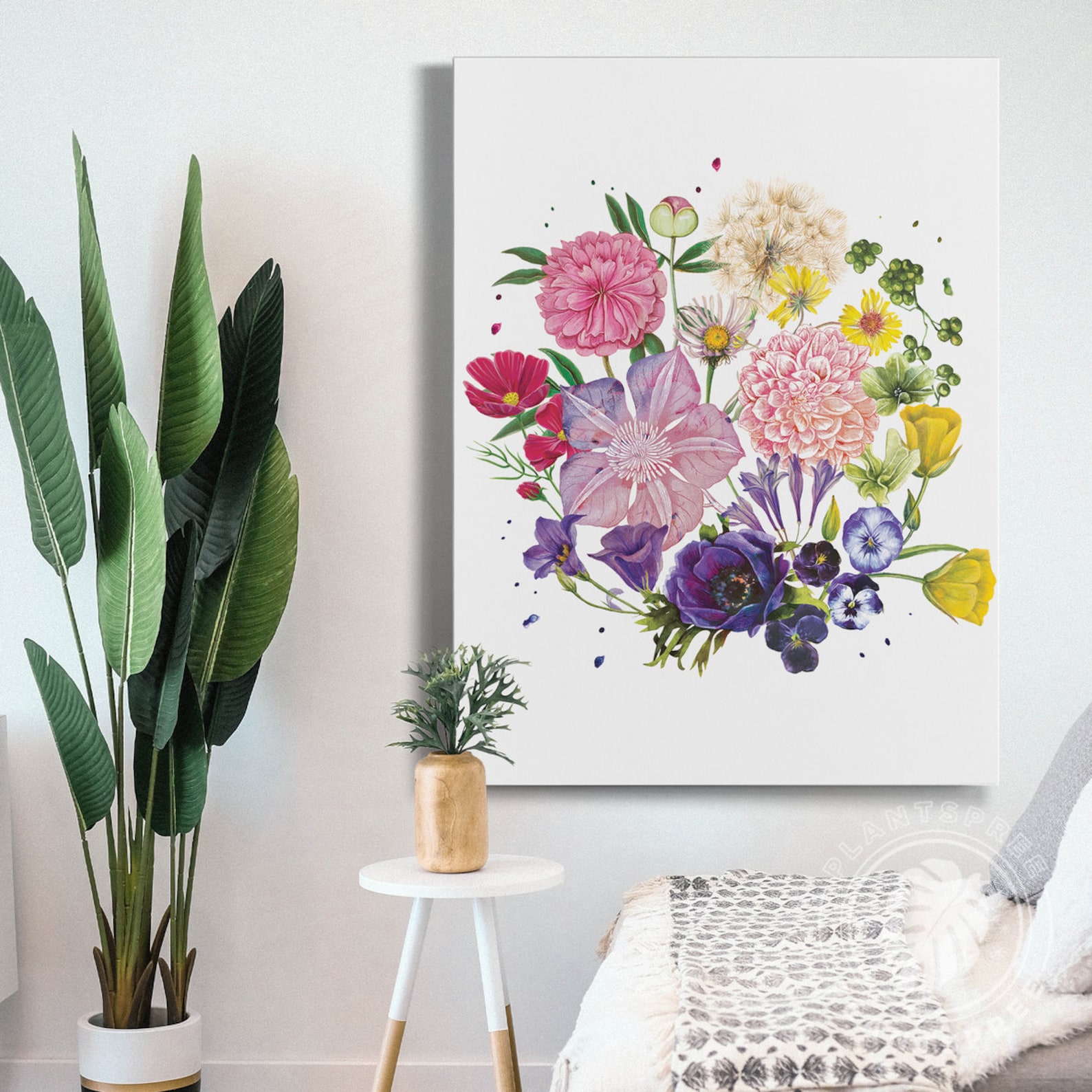 Wildflower Wall Art Flower Canvas Art Flower Wall Art Plant Etsy