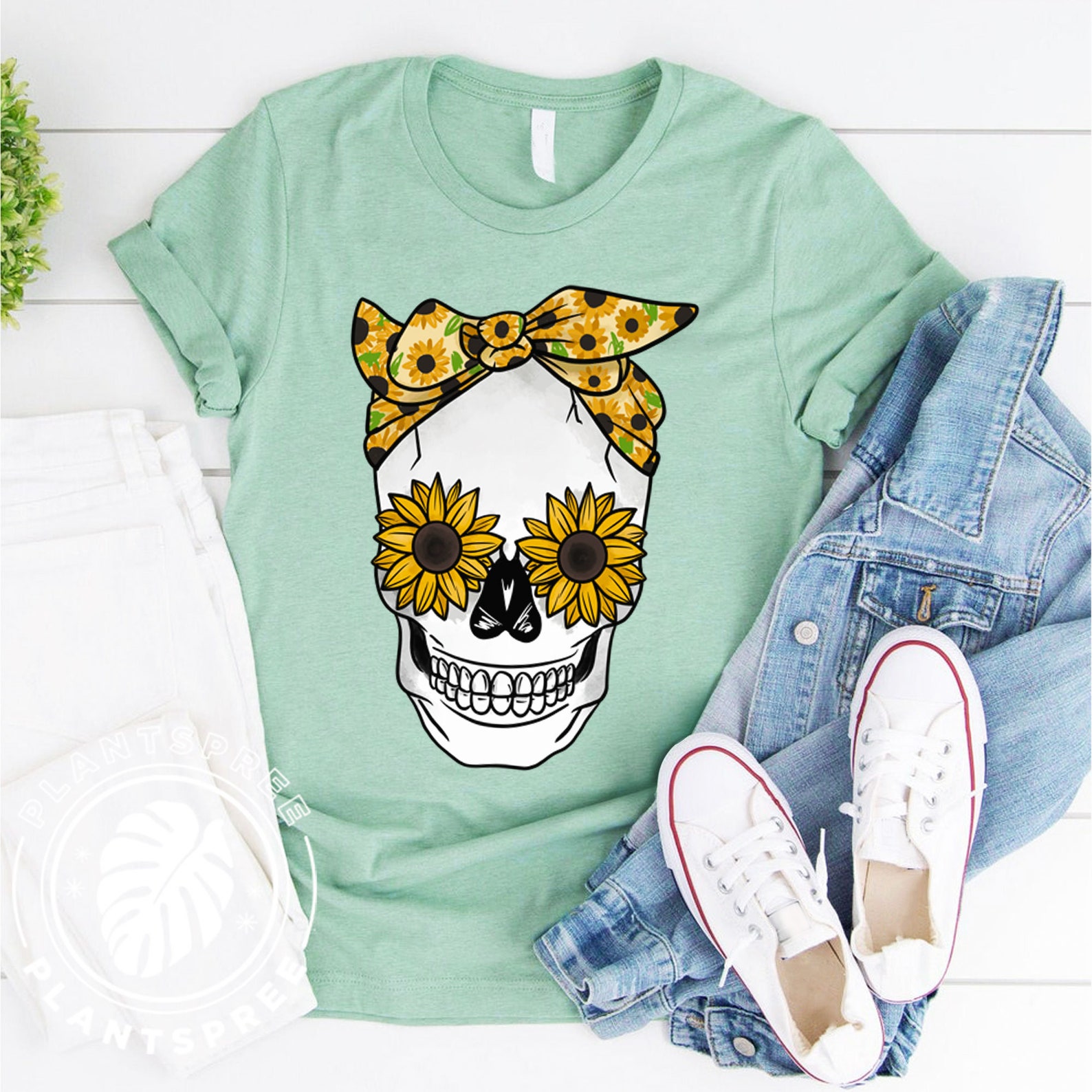 Sunflower Skull Shirt Sunflower Shirt Skull T-shirt | Etsy