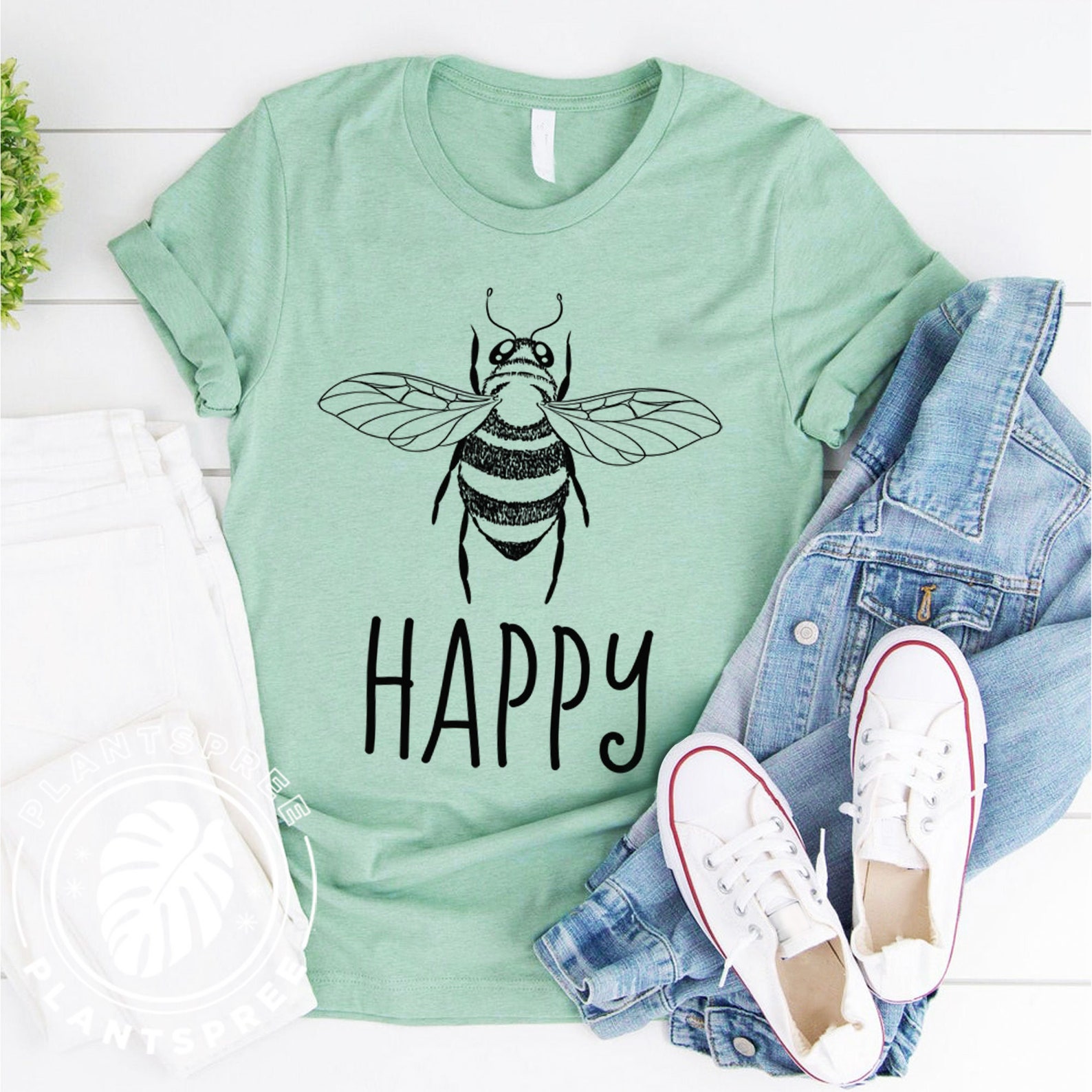 Bee Happy Shirt Bee Shirt Positive Tshirt Gardening Etsy