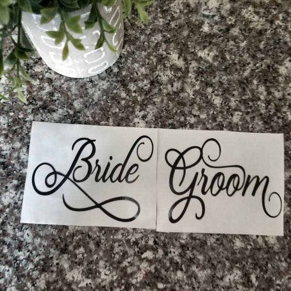 Bride and Groom Decal/Wedding Decal/Bride and Groom Sticker/Glass Decal/Yeti Cup Decal/Flask Decal/Car Decal/Mug Decal