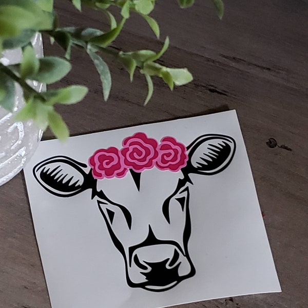 Floral Cow Decal/Boho Cow Decal/Farmhouse Decal/Yeti Decal/Cup Decal/Car Decal/Laptop Decal/Ipad Decal/MacBook Decal/Mug Decal/Planner Decal