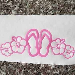 Flip Flop Decal/Beach Life Decal/Flip Flop Vinyl Sticker/Tropical Flower Decal/Car Vinyl Decal/Yeti Cup Sticker/Laptop Decal/Custom Decal
