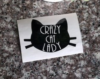 CRAZY CAT LADY Vinyl Decal Car Window Wall Bumper Macbook Stick Family Mom Funny 