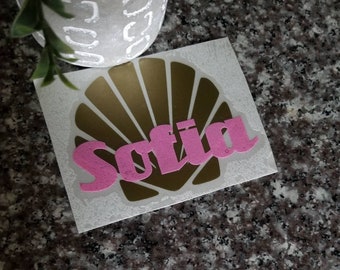 Seashell Decal/Beach Decal/Sea Decal/Name Decal/Monogram Decal/Yeti Tumbler Decal/Car Decal/Water Bottle Decal