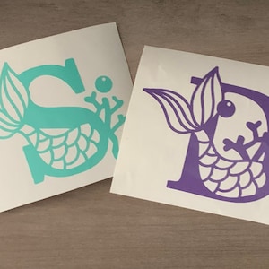 Mermaid initials/Mermaid tail/Initial Sticker/letter/Vinyl Lettering/Monogram Decal/Car Decal/Yeti Decal/Laptop Decal/Water Bottle Decal