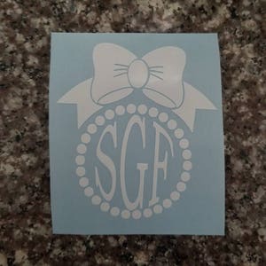 Monogram Decal/Monogram with Bow Decal/Monogram Sticker/Initial Sticker/Car Decal/Laptop Decal/Water Bottle Decal/Locker Decal/yeti decal