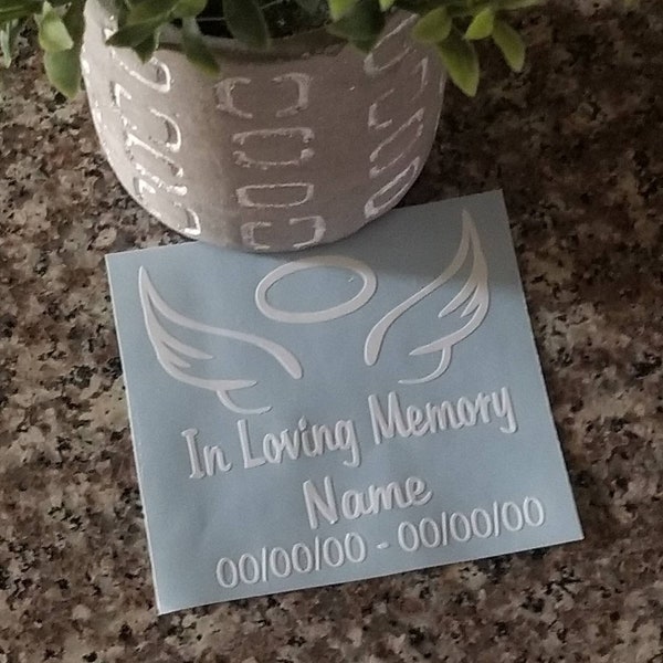 In Loving Memory Decal/Loved One's Passing Decal/Memorial Decal/Wings Decal/Yeti Decal/Car Decal/Mug Decal/Laptop Decal/Water Bottle Decal