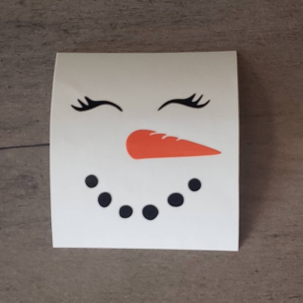 Snowman Face Decal/Christmas Decal/Holiday Decal/Winter Decal/Yeti Decal/Mug Decal/Canister Decal/Water Bottle Decal