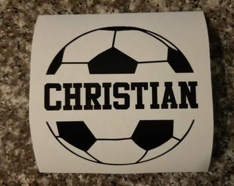 Personalized Soccer Ball Decal/Custom Soccer Ball Decal/Sport decal/Soccer Ball with Name Decal/Water Bottle Decal/Car Decal/Locker Decal