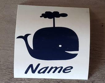 Personalized Whale Decal/Whale Sticker/Car Decal/Yeti Decal/Window Sticker/Cup Decal/Pencil Box Decal/Lunch Box Decal