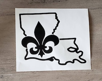 Louisiana Map Decal/Louisiana Fleur de Lis Decal/Car Decal/Yeti Decal/Laptop Decal/Mug Decal/Custom Decal/IPad Decal/Swell Bottle Decal