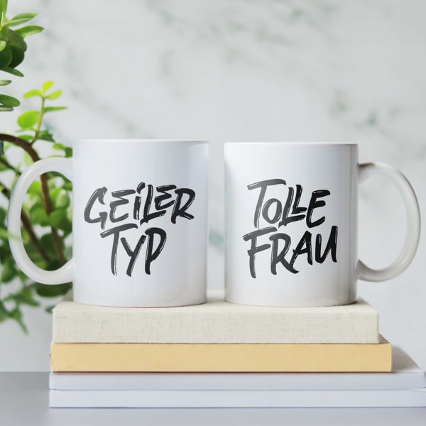 Tassen Pärchen Set "Tolle Frau" + "Geiler Typ" minimalistisch Hochzeitsgeschenk Idee Jahrestag Geschenk