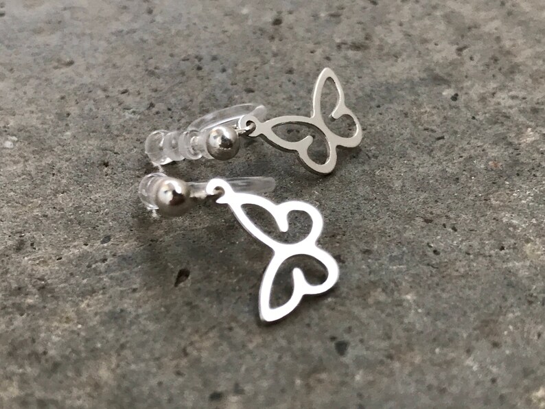 petit papillon Boucles d/'oreilles CLIPS invisible Boucles Argent 925 Pr\u00eat \u00e0 offrir. discret Boucles d/'oreilles quotidien JEUNE FILLE