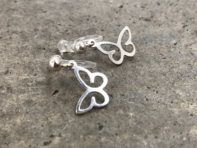 petit papillon Boucles d/'oreilles CLIPS invisible Boucles Argent 925 Pr\u00eat \u00e0 offrir. discret Boucles d/'oreilles quotidien JEUNE FILLE