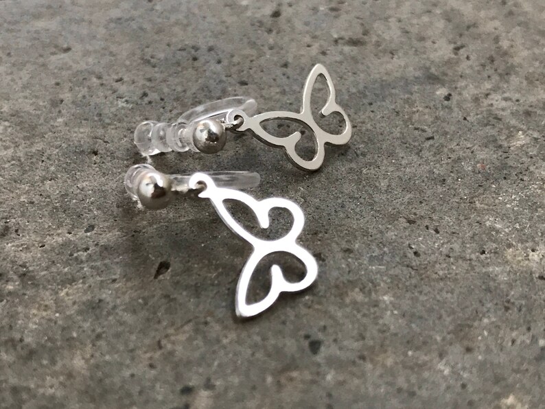 petit papillon Boucles d/'oreilles CLIPS invisible Boucles Argent 925 Pr\u00eat \u00e0 offrir. discret Boucles d/'oreilles quotidien JEUNE FILLE
