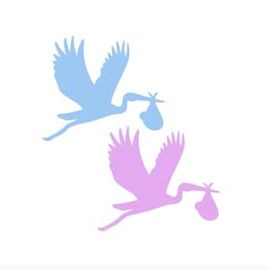 Découpes de cigognes en papier - décoration de baby shower, découpes de cigognes, fête révélatrice de genre, album de cigognes, formes de cigognes en papier, décor de révélation de genre