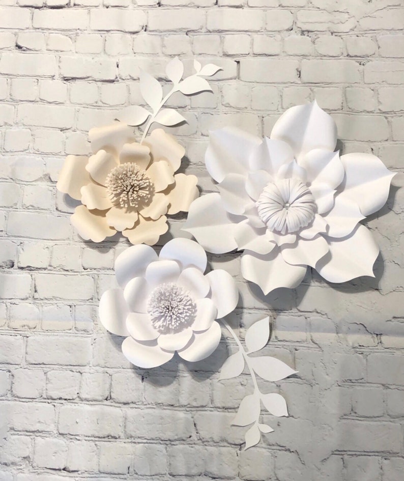 Paper flower Backdrop Set of 6 flowers Nursery Flower Wall Etsy