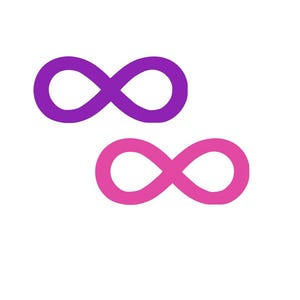 May include: Two infinity symbols, one purple and one pink, are stacked on top of each other.