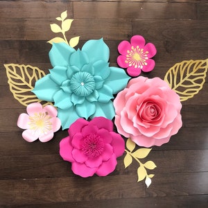 Nursery Wall Flowers – Set of 5 Paper Flowers, Baby Girl Nursery Decor, Pink Wall Flowers for Baby Shower & Party