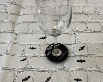 Halloween Drink Tags - Halloween Bat Wine Tags, Halloween Party Glass Tags, Halloween Bat Drink Marker, Champagne Tags, Bat Party Decor