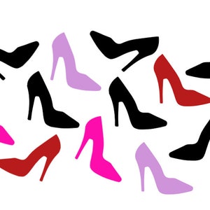Découpes de talons hauts - découpes de chaussures à talons hauts en papier, barbie party, enterrement de vie de jeune fille, escarpins en papier, confettis de chaussures, (taxes et droits acquittés/DDP USA)