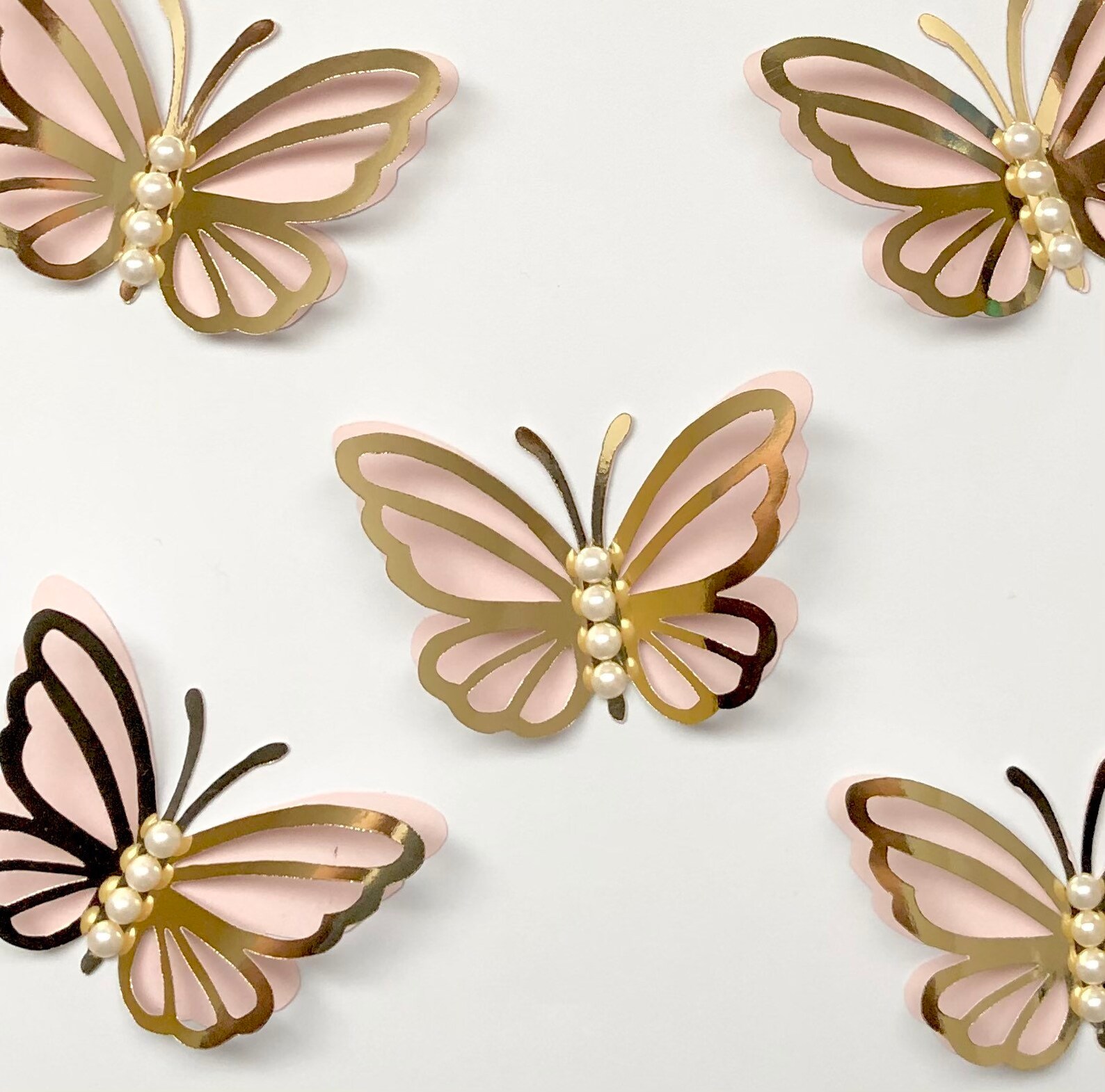 6 Wall Butterflies gold and pink butterfly cutouts paper Etsy