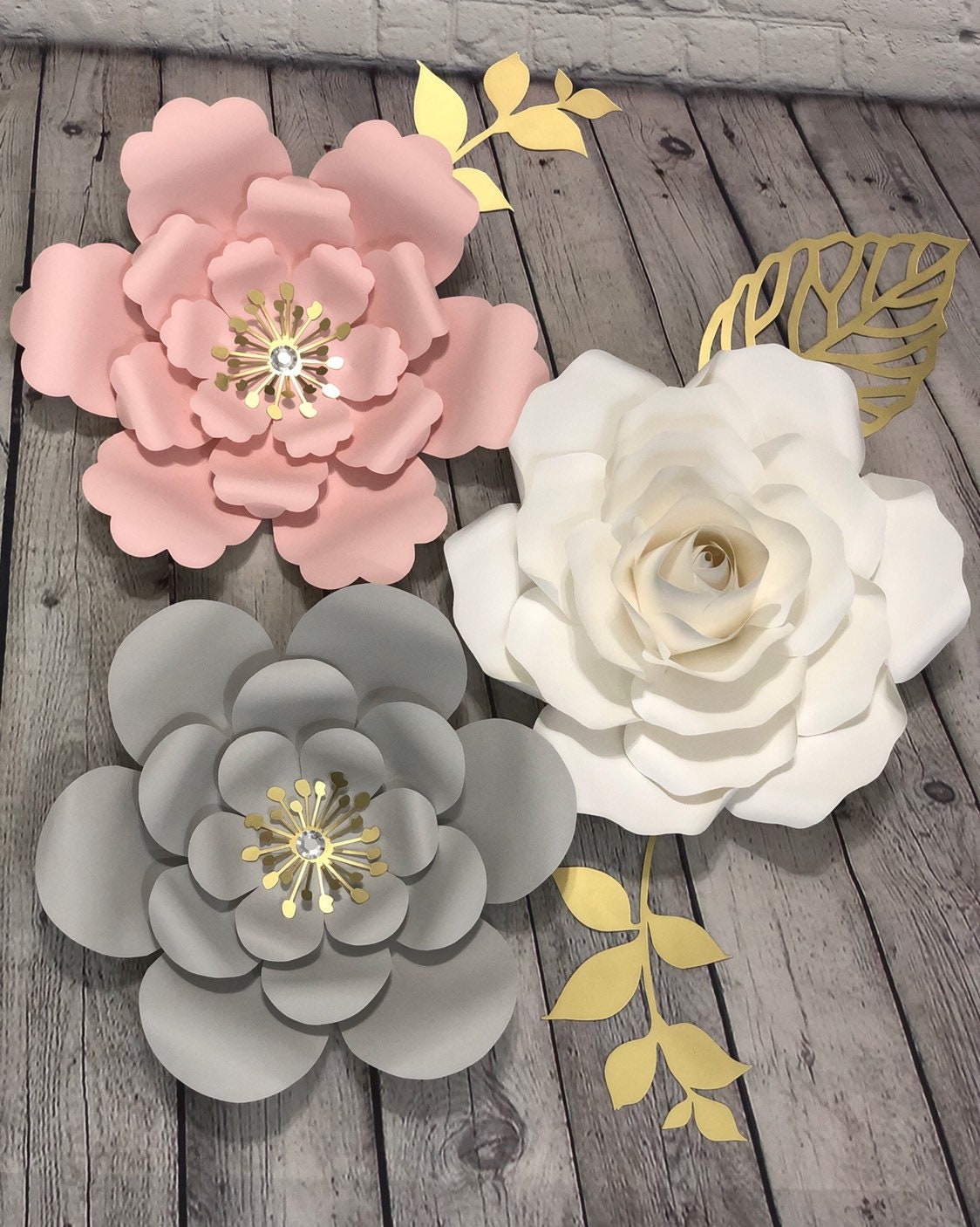 Paper flower Backdrop Set of 6 paper flowers Nursery Etsy