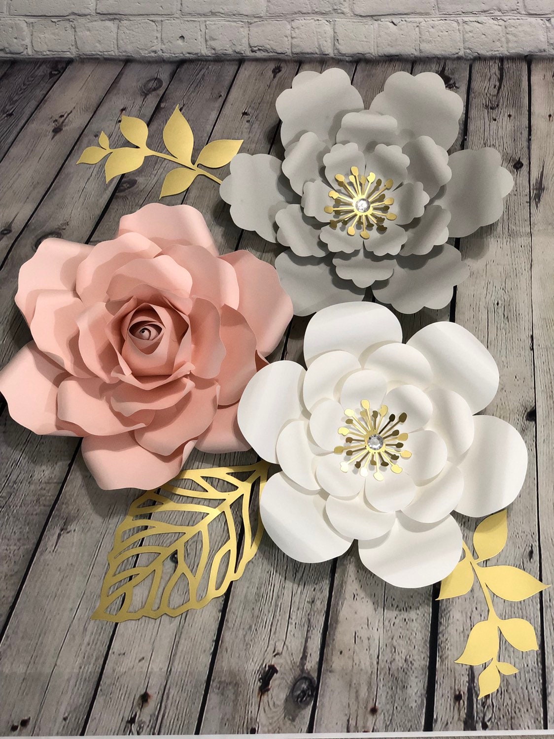 Paper flower Backdrop Set of 6 paper flowers Nursery Etsy