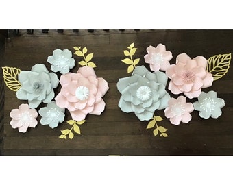 Nursery Flowers - Set of 10 - Nursery decor flower wall decor baby girl paper flower wall flowers girl nursery decor baby girl wall decor