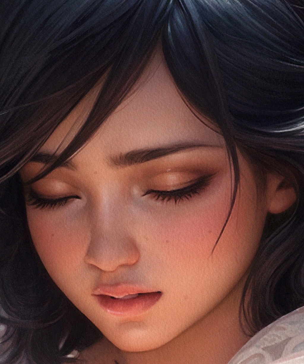 Watercolor Asian Sexy Nude Art Pinup by Fernandojdb PRINT Limited Ed