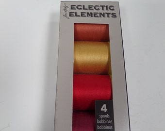 Eclectic Elements Cotton Craft Thread - Tim Holtz - 4 Spools - Red - Gold - Rust or Burnt Orange - Burgundy - New and Unopened