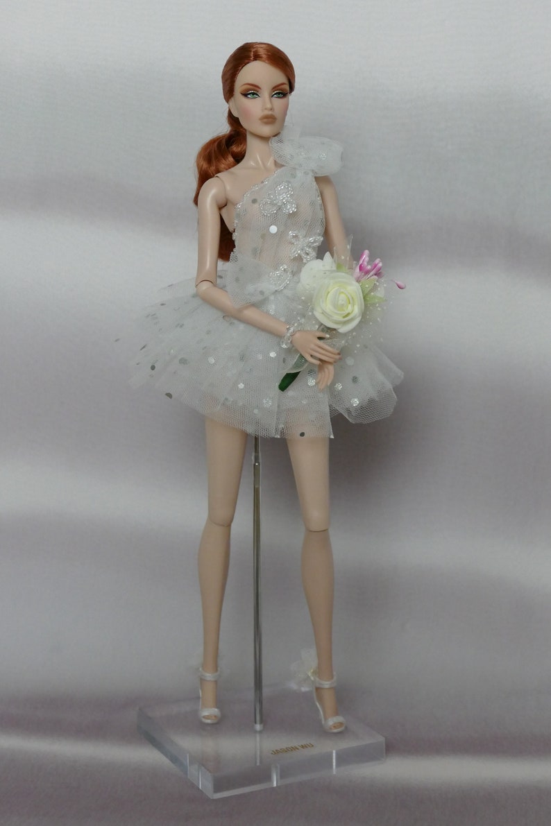 vestido de novia para Fashion Royalty FR2, Nu face, flores, 3 piezas de joyería imagen 5