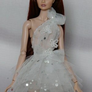 vestido de novia para Fashion Royalty FR2, Nu face, flores, 3 piezas de joyería imagen 7
