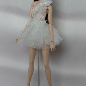 vestido de novia para Fashion Royalty FR2, Nu face, flores, 3 piezas de joyería imagen 6